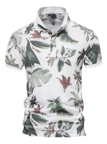 Polo Casual Para Hombre Con Estampado Floral