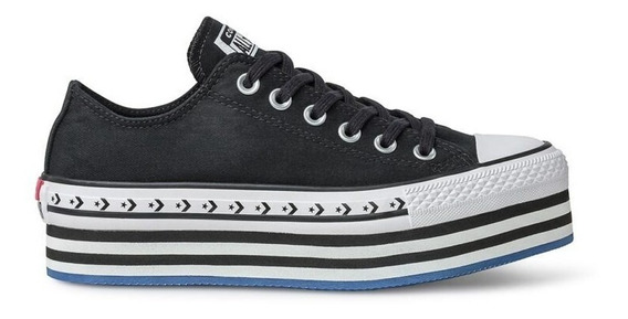 converse doble plataforma negras