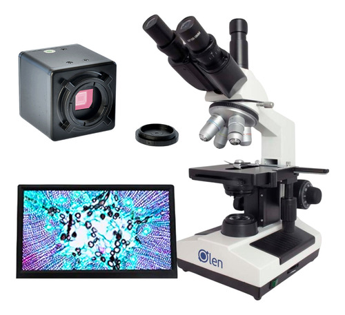 Kit Microscópio Trinocular Acromático 1600x + Câmera 5mp