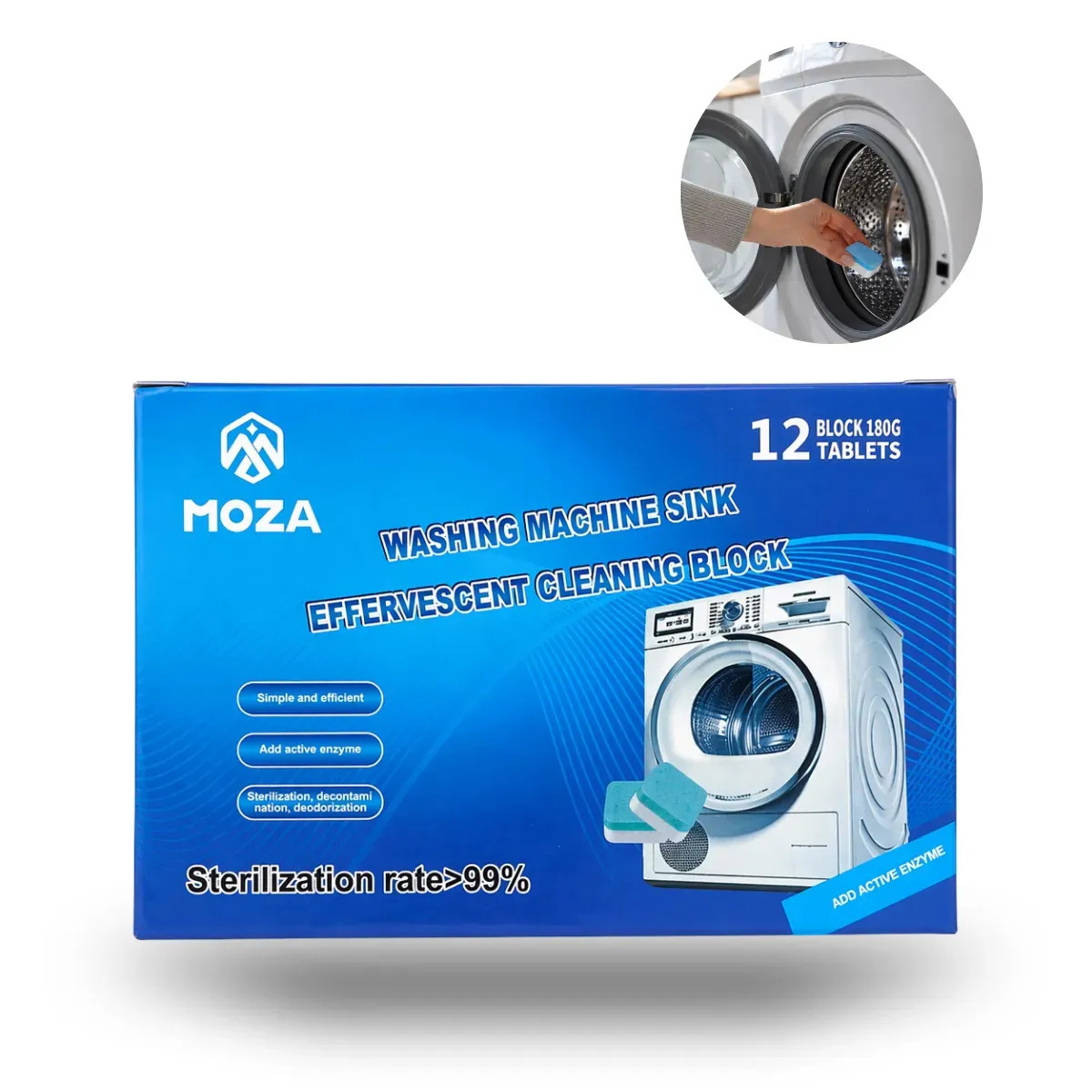 Kit 12 Pastilhas Moza Para Higienizar Desinfetar Máquina De Lavar Roupas Antibacteriana