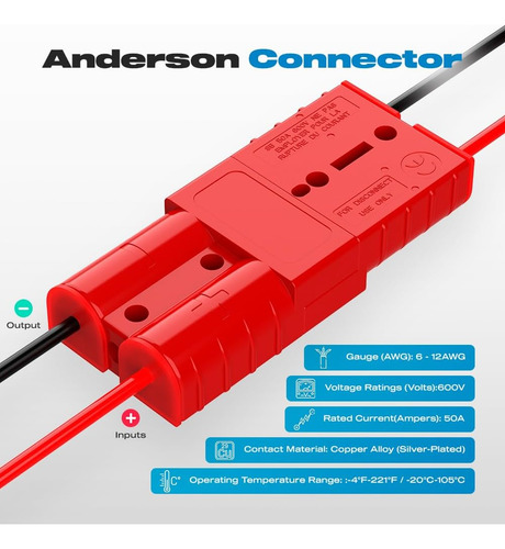 Conector Anderson, Batería De Calibre 6-12 De 50 A, Conexión
