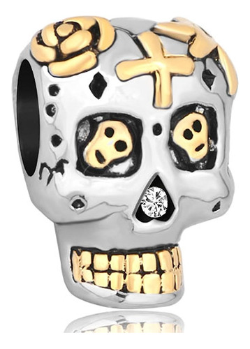 Lovelyjewelry Dia De Los Muertos Skull Charm Bead Para Pulse