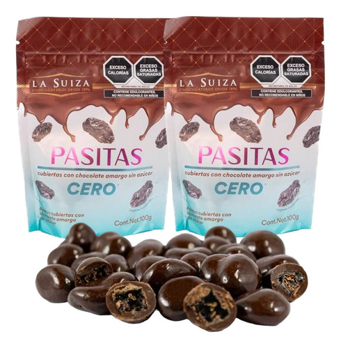 Chocolate Amargo Pasitas Sin AzĂșcar 15 Pz 100 G C/u Suiza