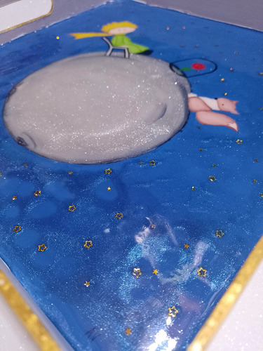 Bandeja Para Desayuno Decorada Pintada El Principito Azul