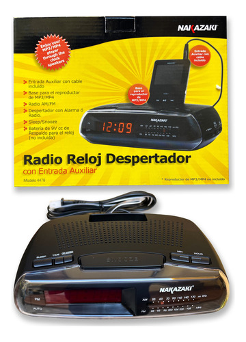 Radio Reloj Despertador Vintage, Con Entrada Auxiliar