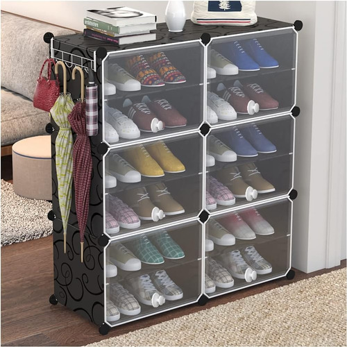 Zapatera Organizador Practiksa Apilable Antipolvo Con Puerta Negro 24 Pares