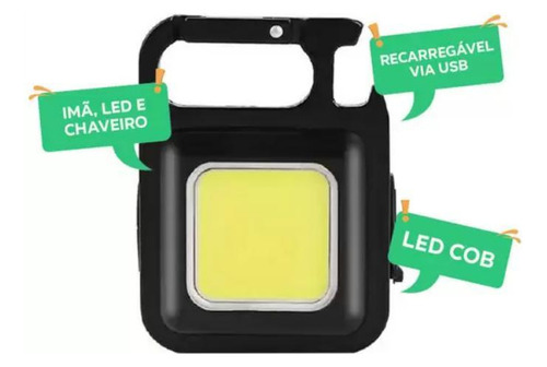 Mini Lanterna Led Recarregável Usb Chaveiro Abridor Ímã