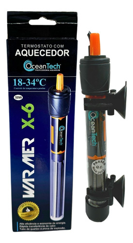 Aquecedor C/ Termostato 50w Warmer X6 Lago Aquario Até 60l