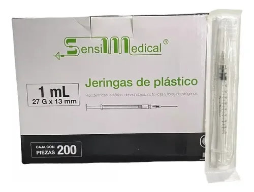 1000 Jeringas Con Aguja Removible Simedical 27g X 13mm 1ml 1 Ml | Meses
