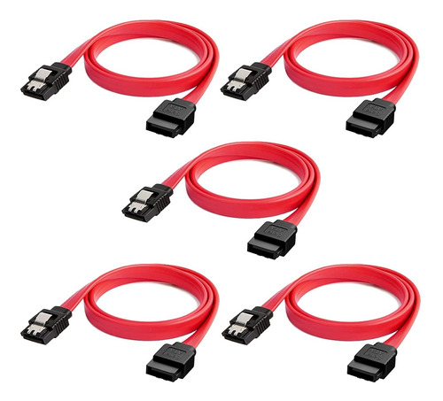 Set De 5 Cables Sata Iii 18 Pulgadas Rojos