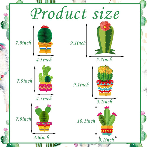 12 Piezas De Decoración De Fiesta De Cactus, Centro De Mesa