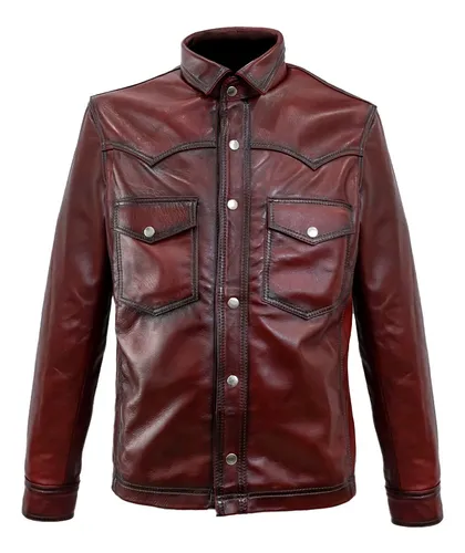 Chamarra de piel vino hombre cheap