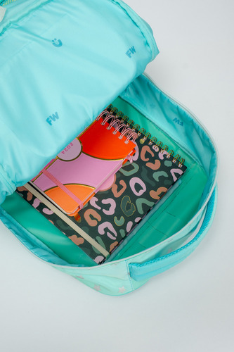 Mochila Escolar Fw Fun World Lovely 18l Color Aqua Diseño De La Tela Lisa