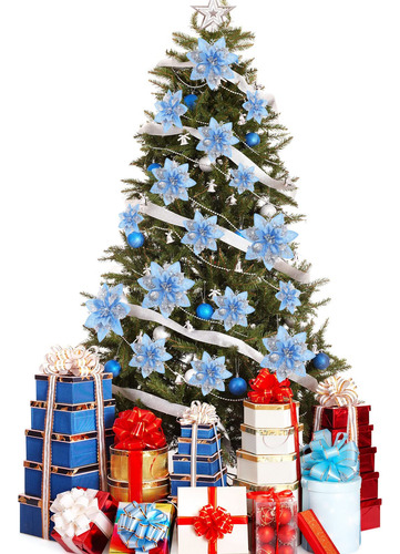 Conjunto De 24 Flores De Pascua Artificiales Para Árbol De N