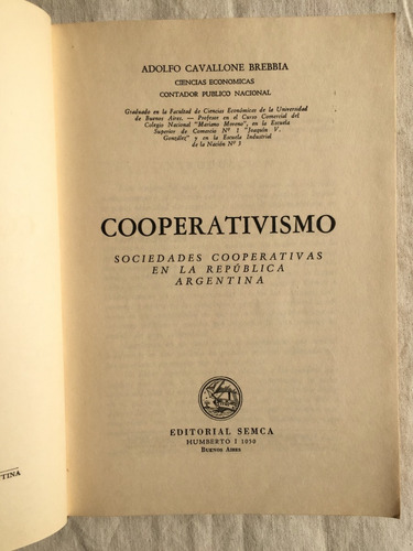 Cooperativismo Sociedades En Argentina A Cavallone Brebbia