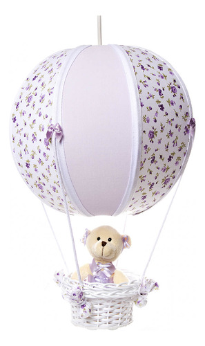 Lustre Balão Bolinha Ursa Lilás Quarto Bebê Infantil Menina