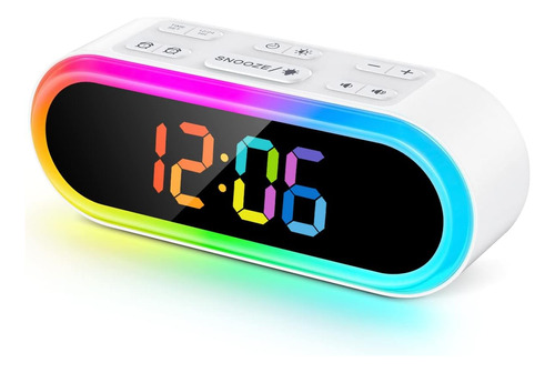 Reloj Despertador Doble Reacher, Rgb Regulable, 7 Sonidos De