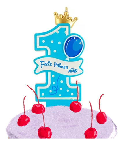 Velas Cumpleaños Mi Primer Número 1 Año Azul O Rosa