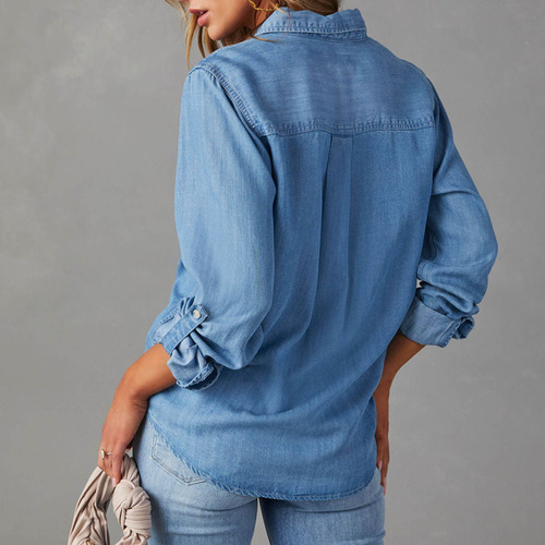 Blusa E, Camisa Vaquera Para Mujer, Cambray, Vaqueros Wester