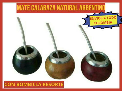 Oferta!mate Argentino Calabaza Natural+bombilla Base Resorte