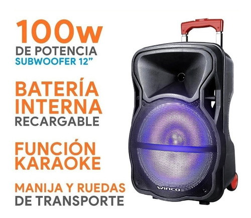 Parlante Portatil Bateria +12v Usb Bluetooth 5000w Radio Microfono Karaoke Luces Led Inalambrico Bateria Y 220v + Sonido