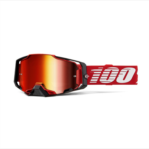 Oculos 100% Armega Vermelho Preto Espelhado Motocross Trilha