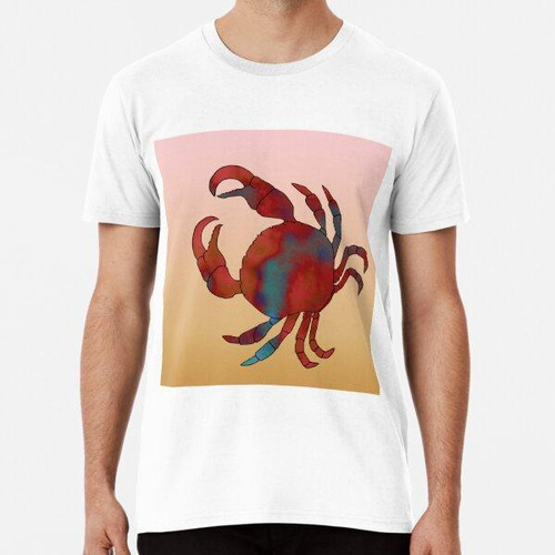 Remera Cangrejo Rojo Y Turquesa Ocean Beach Art Algodon Prem