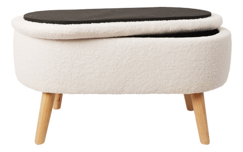 Taburete Otomano Largo De Tela Teddy Para Sala Y Recámara