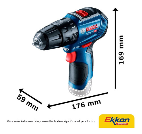 Imagen 2 de 9 de Taladro Atornillador Percutor Inalámbrico Bosch Sin Batería