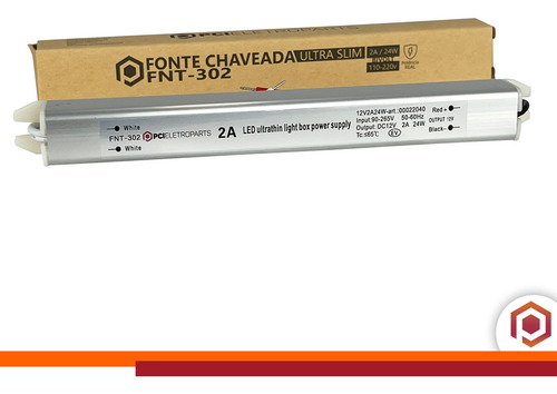 Fonte Driver Reator P/ Fita Led Ultra Slim 24w 12v 2a Bivolt PCI Eletroparts