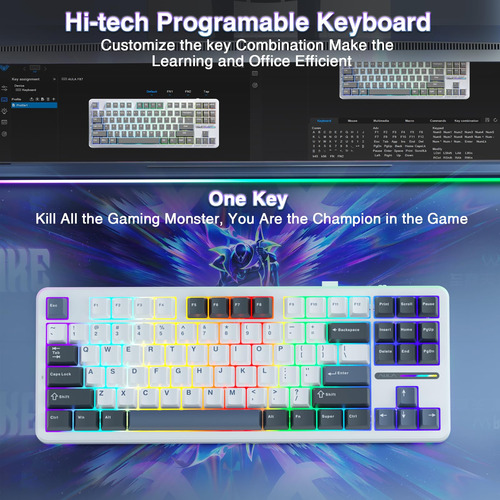Teclado Mecánico Inalámbrico Aula F87 75% Tkl Gasket Custom
