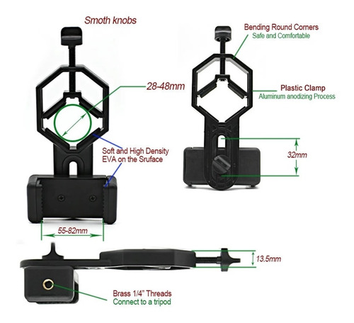 Adaptador De Celular/smartphone Para Telescopio/microscopio