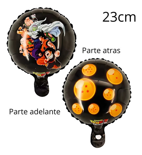 Pack 4 Globos Dragon Ball Z Redondos Metalizados Chicos 23cm Azul Negro Dragon Ball Z
