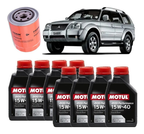 Pajero Sport 2.5 Kit Troca De Óleo Motul 2100 15w40 Ph5529