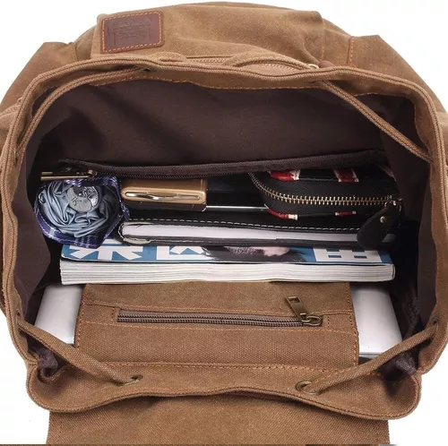 Mochila de lona vintage, mochila para laptop de 17 pulgadas, mochila de  hombro, viajes, camping, senderismo, para hombres y mujeres (M32_café_L)