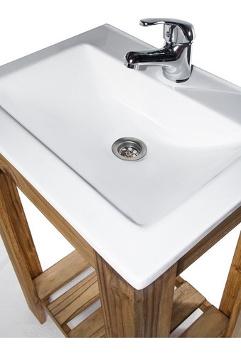 Imagen 4 de 5 de Vanitory 50cm Madera Maciza Y Bacha Maral Blanca