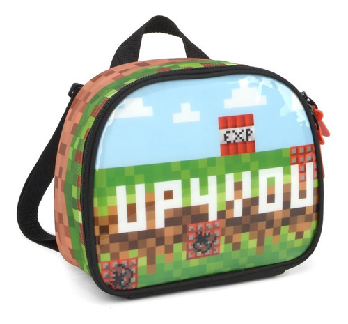 Lancheira Luxcel Up4you Infantil Escolar Pixel La37763 Preto