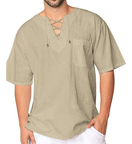 Playera Con Cuello En V Para Hombre, Manga Corta, Tirantes