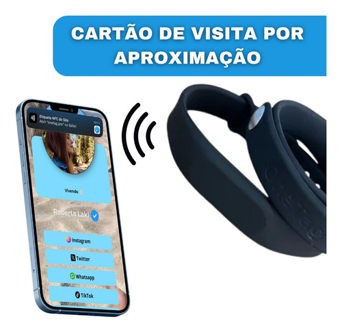 Cartão De Visitas - Pulseira Nfc Com Aplicativo - Branca