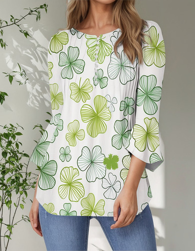 Blusa D De Moda Casual Con Botones Para Mujer