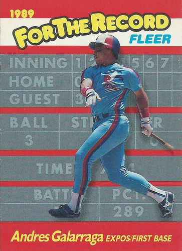 Barajita Andres Galarraga For The Record Fleer 1989 #3 Expos