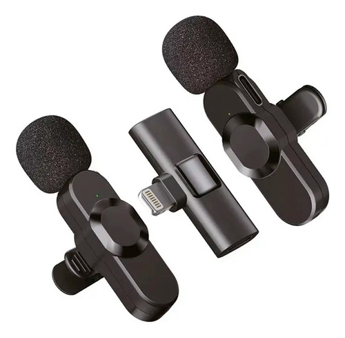 Microfone Sem Fio Duplo Lapela Profissional Celular Android Cor Preto