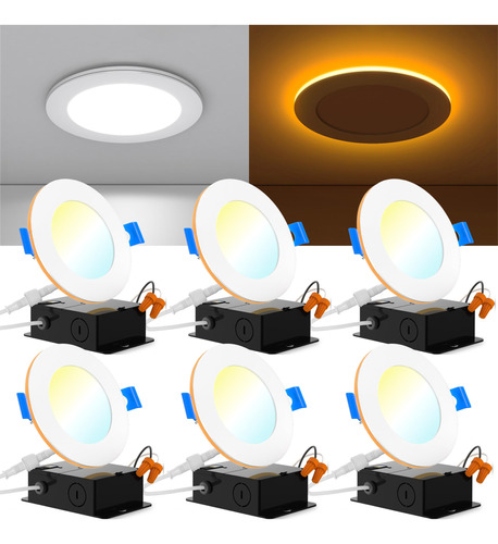 Sunco - Paquete De 6 Luces Led Empotrables Ultrafinas De 4 P