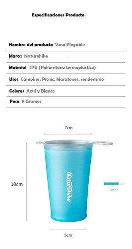 Vaso Plegable Viajero Camping Runing Reutilizable Naturehike