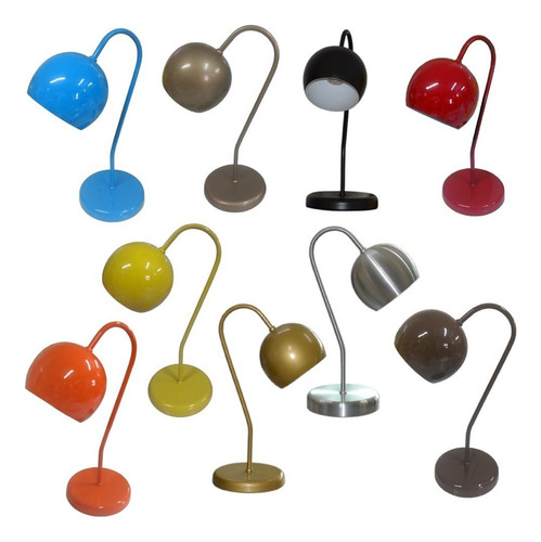 Abajur Para Escrivaninha Modelo Bolinha - Cores Cúpula Vermelho
