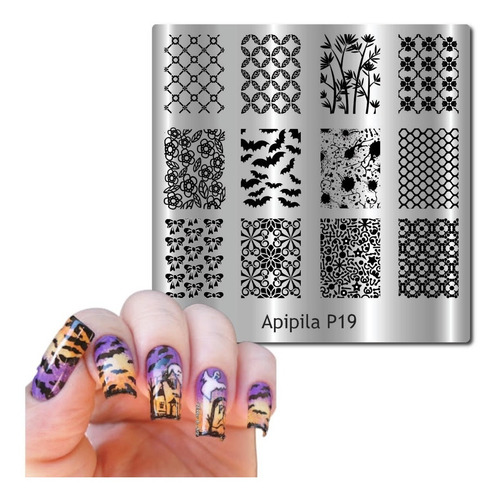 Imagem 2 de 9 de Kit Placas Carimbo Unhas Halloween Grátis 02 Esmalte