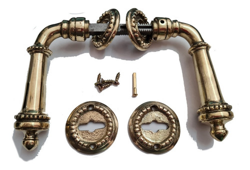 Imagen 2 de 10 de Picaporte Manija Puerta Estilo Antiguo De Bronce Brillante