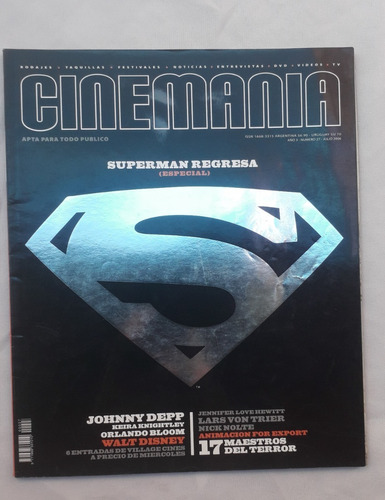 Revista Antigua * Cinemania * N° 27 Tapa Superman Regresa