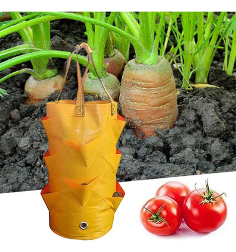 Q Saco De Cultivo De Morango, Dobrável De 3 Galões, Amarelo