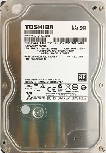 Disco Duro Interno - Toshiba 500gb Dt01aca050